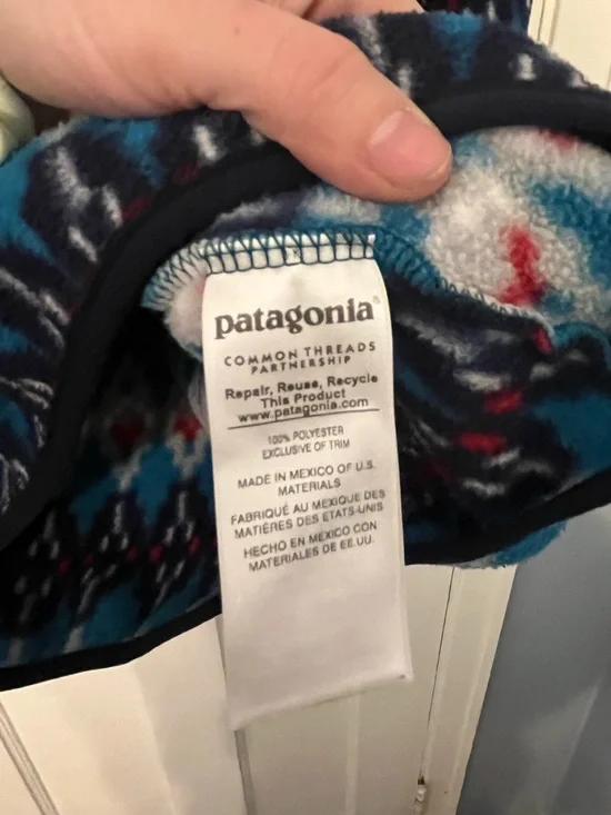 2016 Patagonia Synchilla SnapT Pullover Fleece Forest Carpet Deep Sea Blur Aztec - Picture 4 of 7